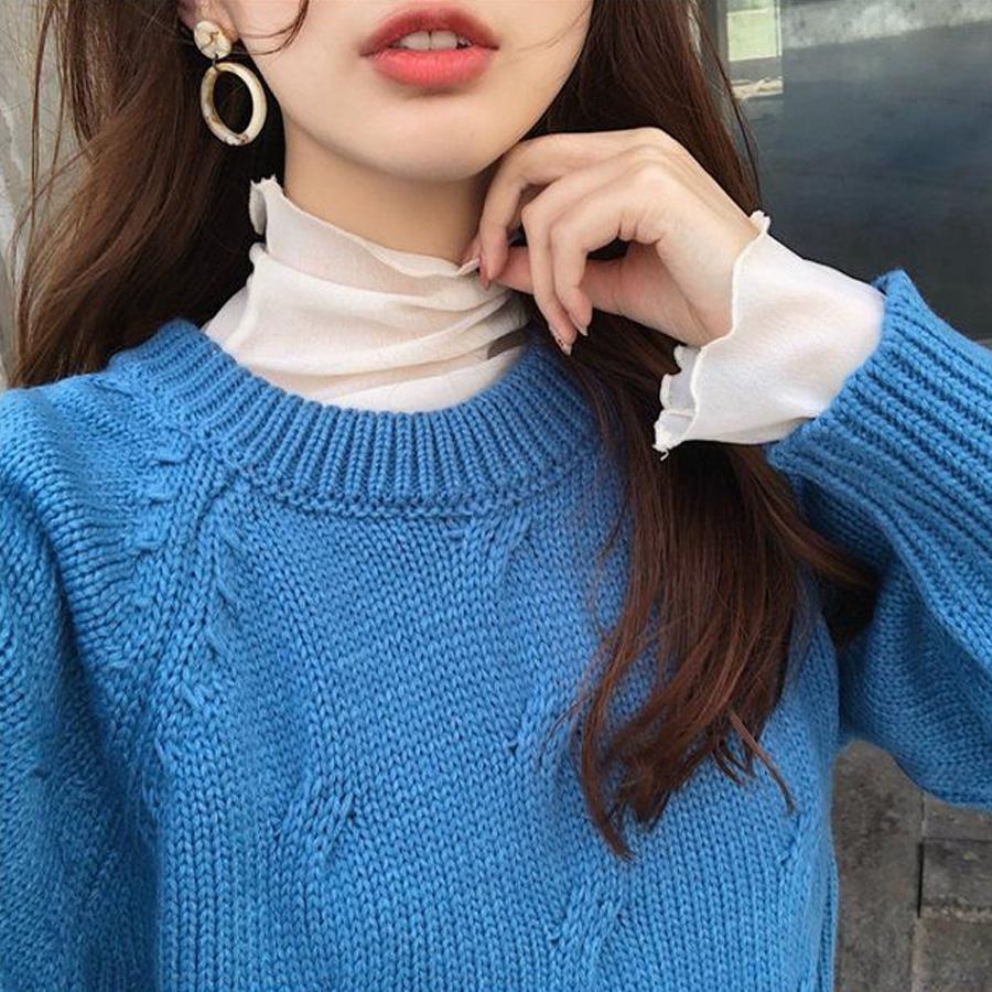 シアートップス チュールトップス レディース 長袖 ハイネック メロウ 重ね着 インナー 透け感 レイヤード 冷房 紫外線対策 |  | 09