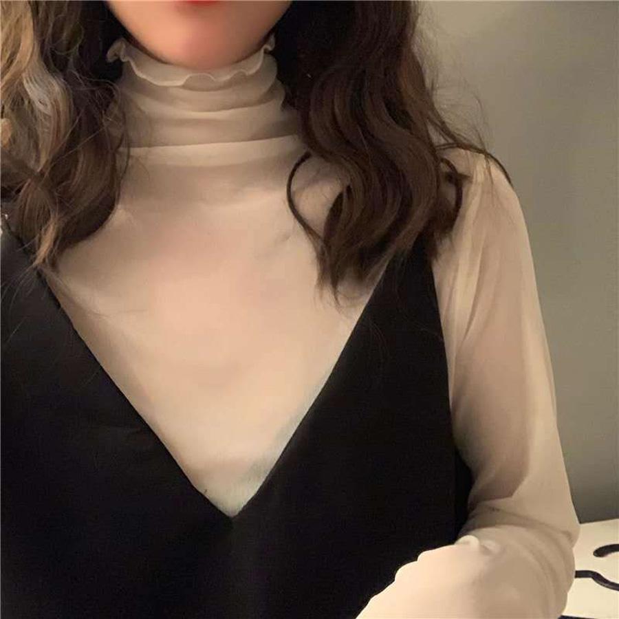 シアートップス チュールトップス レディース 長袖 ハイネック メロウ 重ね着 インナー 透け感 レイヤード 冷房 紫外線対策 |  | 10