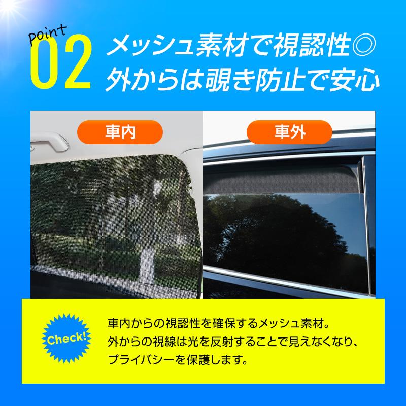 車用 車 サンシェード サイド カーテン 軽自動車 マグネット プライバシー保護 2枚セット 前席 後部座席 磁石貼付 反射 遮光 遮熱 着脱簡単 日よけ 紫外線対策｜flaque｜08