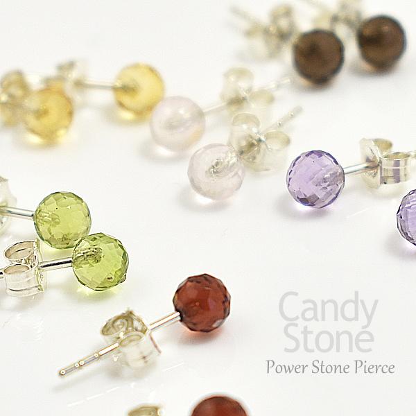 天然石 ピアス ミラーボールカット キャンディーストーンピアス(4mm) 9石から選べる パワーストーン スタッドピアス | 