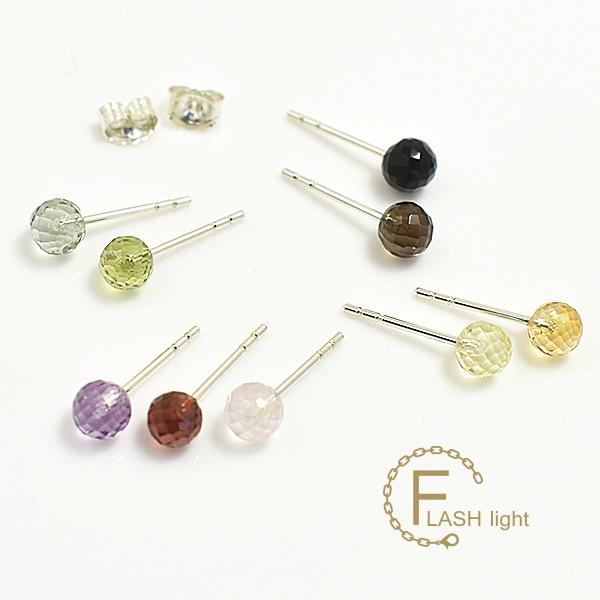 天然石 ピアス ミラーボールカット キャンディーストーンピアス(4mm) 9石から選べる パワーストーン スタッドピアス |  | 01