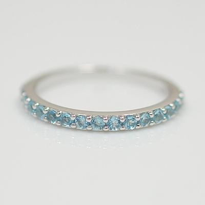 ハーフエタニティリング 天然石 ブルートパーズ ストレートリング 7号  