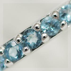 ハーフエタニティリング 天然石 ブルートパーズ ストレートリング 7号  