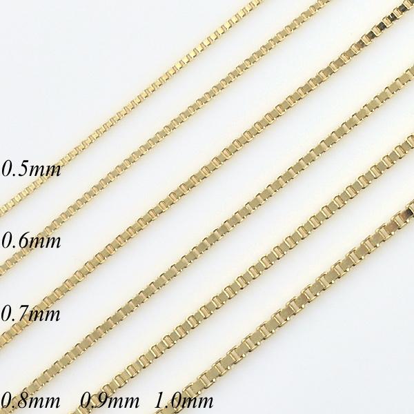 ネックレスチェーン 18金 K18 ベネチアンチェーン 0.8mm 長さ ネックレスチェーン 18金 K18 ベネチアンチェーン 0.8mm 長さ