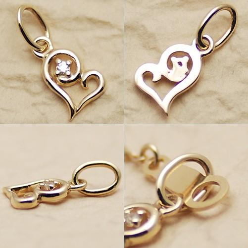 K10 ペンダントトップ 10金 パーツ イエローゴールド ハート モチーフ