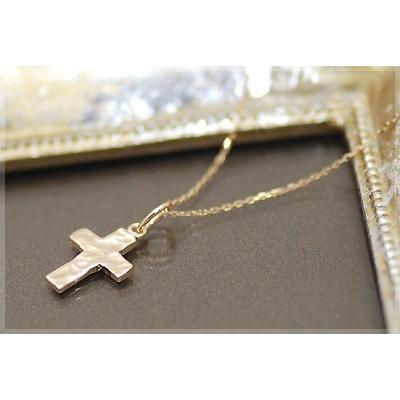 イエローゴールド K10 ネックレス クロス トップ 40cm