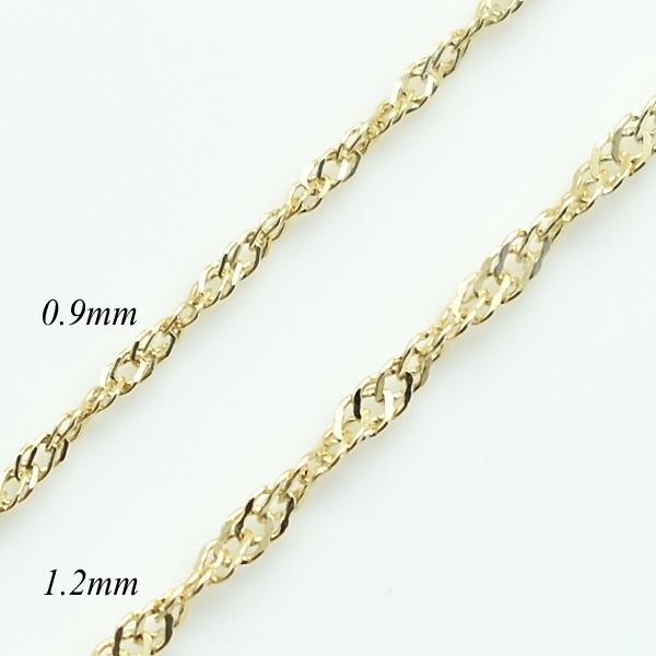 tan　k10ネックレス　スクリューチェーン　1.1㎜幅　つけっぱなし k10スクリューチェーンネックレス（1.1㎜幅スクリューチェーン