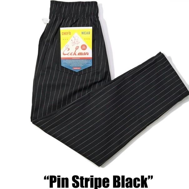 Lサイズ COOKMAN シェフパンツ Pin Stripe Black ピンストライプ ブラック クックマン Chef Pants 黒色 | COOKMAN