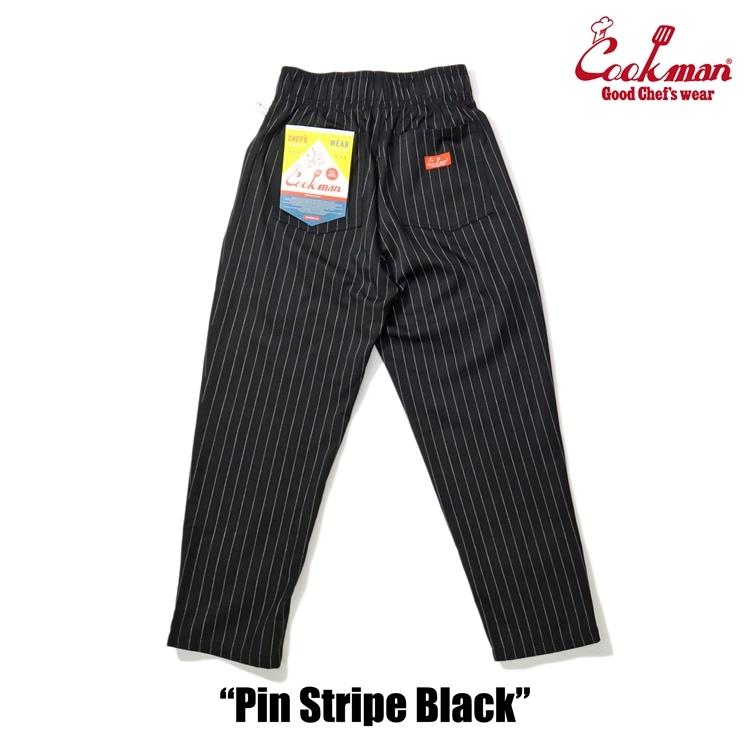 Lサイズ COOKMAN シェフパンツ Pin Stripe Black ピンストライプ ブラック クックマン Chef Pants 黒色 | COOKMAN | 01