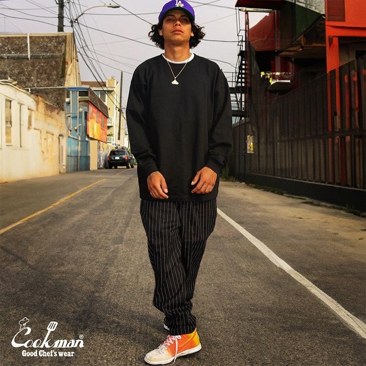 Lサイズ COOKMAN シェフパンツ Pin Stripe Black ピンストライプ ブラック クックマン Chef Pants 黒色 | COOKMAN | 08