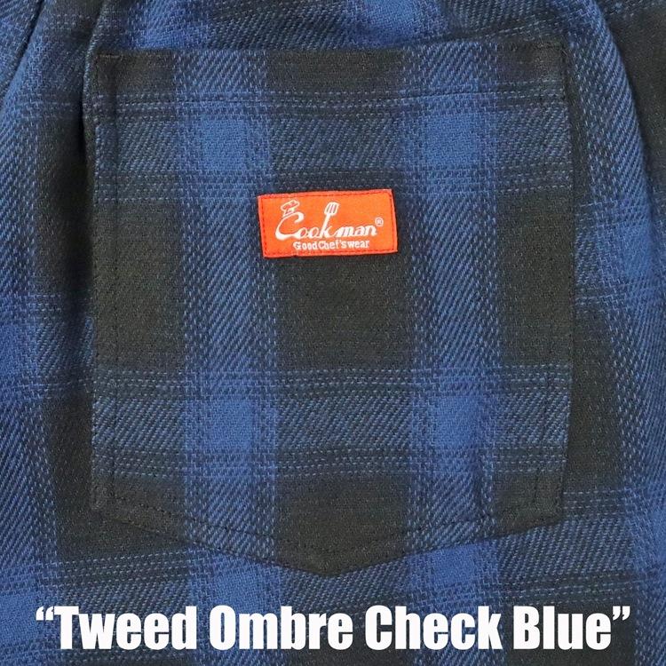 COOKMAN XLサイズ シェフパンツ Tweed Ombre Check Blue オンブレ