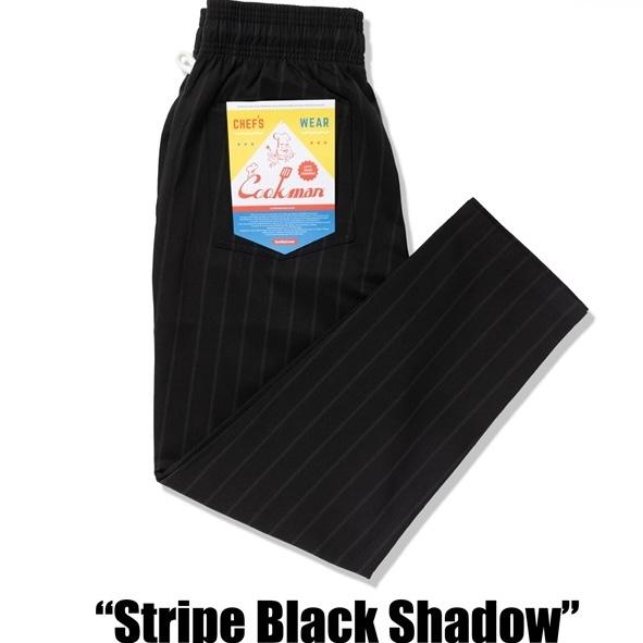 COOKMAN Mサイズ シェフパンツ Stripe Black shadow ストライプ