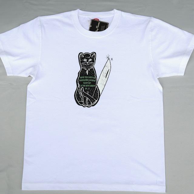 XLサイズ DryBones SWITCH BLADE Tシャツ ホワイト色 ドライボーンズ 猫ナイフ｜flashcadillackustom｜02