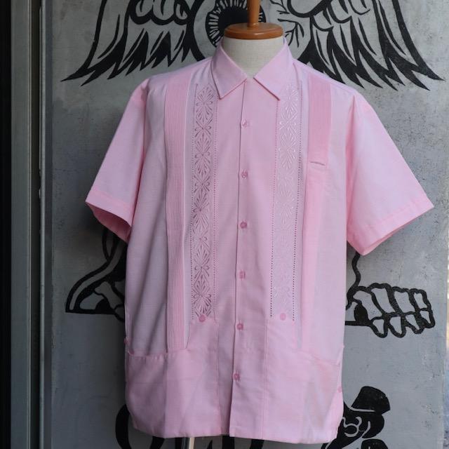 サイズ40 Estrella Standard 半袖キューバシャツ ライトピンク色 S/S 