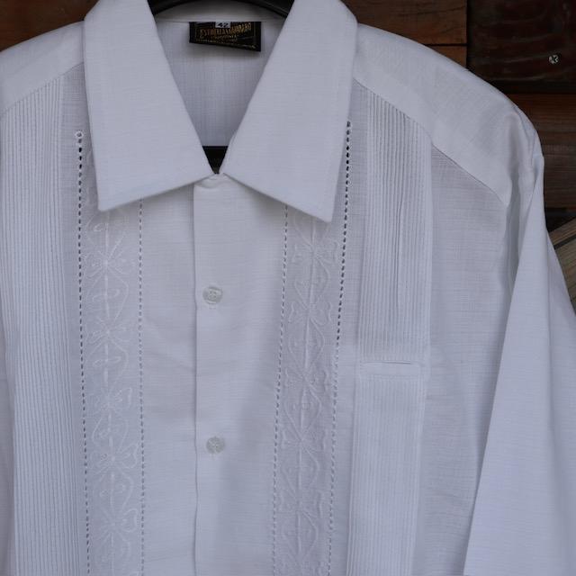 サイズ42 Estrella Standard 長袖キューバシャツ 白色 L/S GUAYABERA