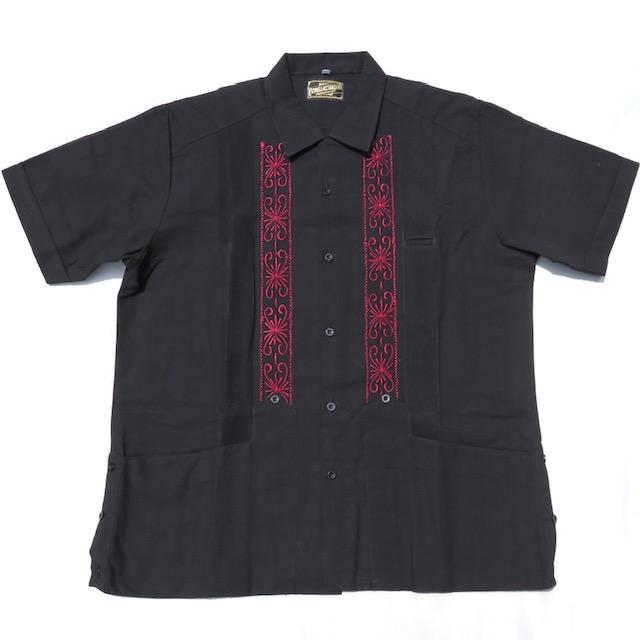 ESTRELLA STANDARD 半袖キューバシャツ 黒 40 グァジャベーラ サイズ44 Estrella Standard 半袖キューバシャツ 黒色 S/S GUAYABERA