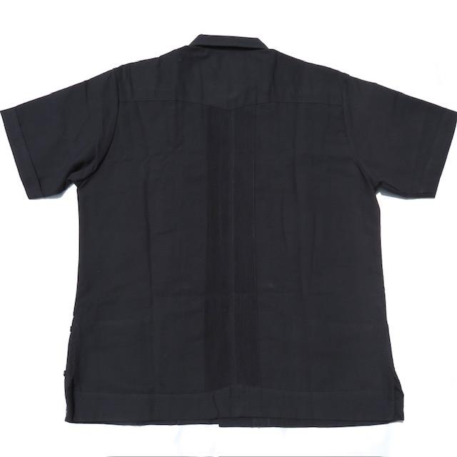 サイズ44 Estrella Standard 半袖キューバシャツ 黒色 S/S GUAYABERA