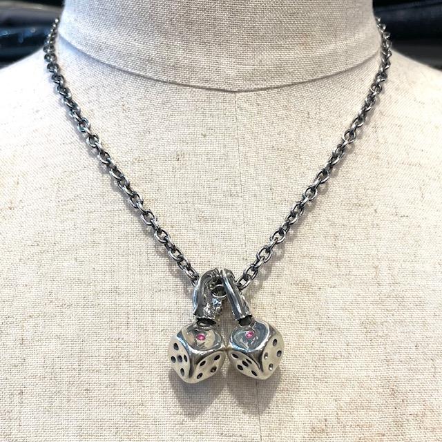 galcia ガルシア ダイス ネックレス シルバー スカル レッドデビル チェーン Silver925の画像