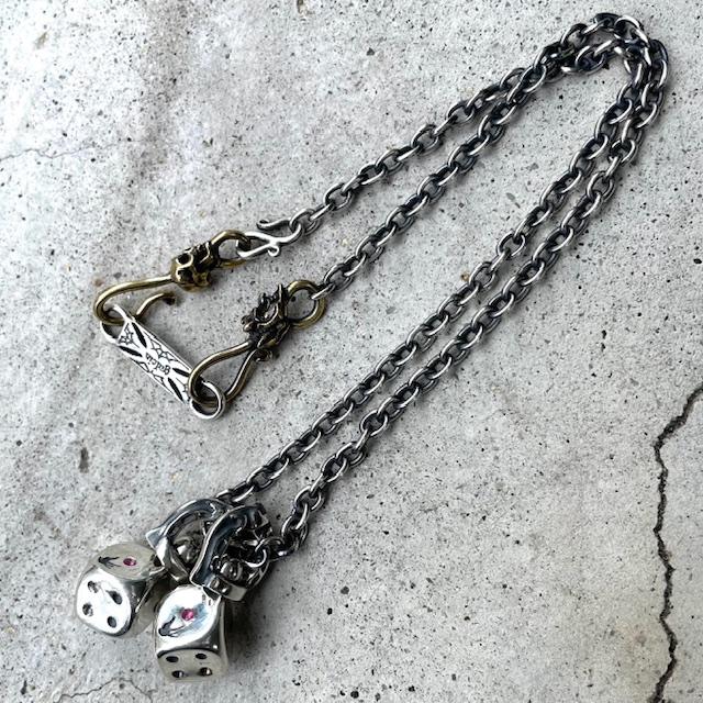 galcia ガルシア ダイス ネックレス シルバー スカル レッドデビル チェーン Silver925の画像