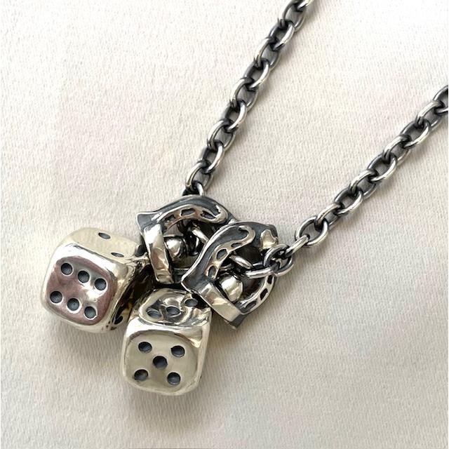 galcia ガルシア ダイス ネックレス シルバー スカル レッドデビル チェーン Silver925の画像