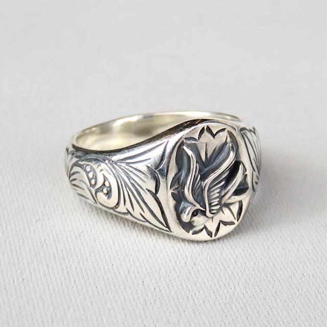 サイズ23 galcia ガルシア SWALLOW OVAL ENGRAVING リング スワロー