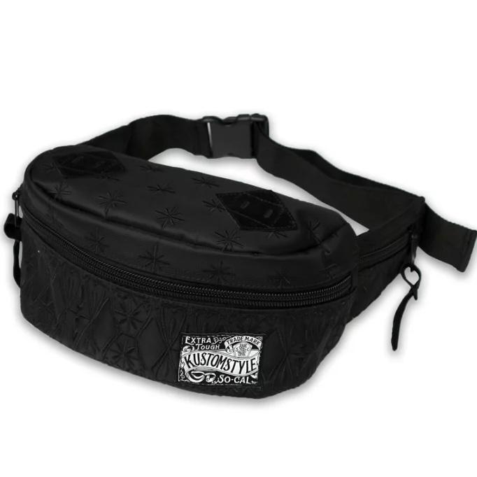 Kustomstyle カスタムスタイル FACE CARD FCWB0902BKWH BANDANA WAIST BAG バンダナ ウエストバッグ ブラック/ブラック｜flashcadillackustom｜02