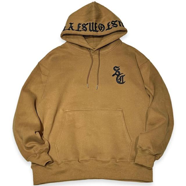 Lサイズ Kustomstyle カスタムスタイル "PRIMERO" PULLOVER HOODIE 刺繍LOGO パーカー ブラウン色｜flashcadillackustom｜03