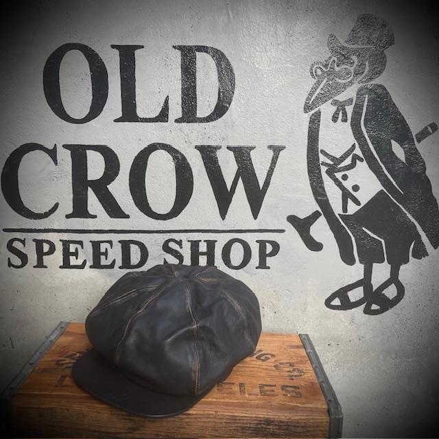 OLD CROW (オールドクロウ) 101 - MOTORCYCLE CASQUETTE BLACK レザー キャスケット ブラックの画像