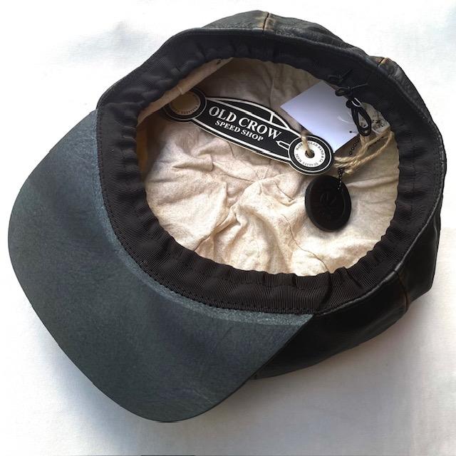 OLD CROW (オールドクロウ) 101 - MOTORCYCLE CASQUETTE BLACK レザー キャスケット ブラックの画像