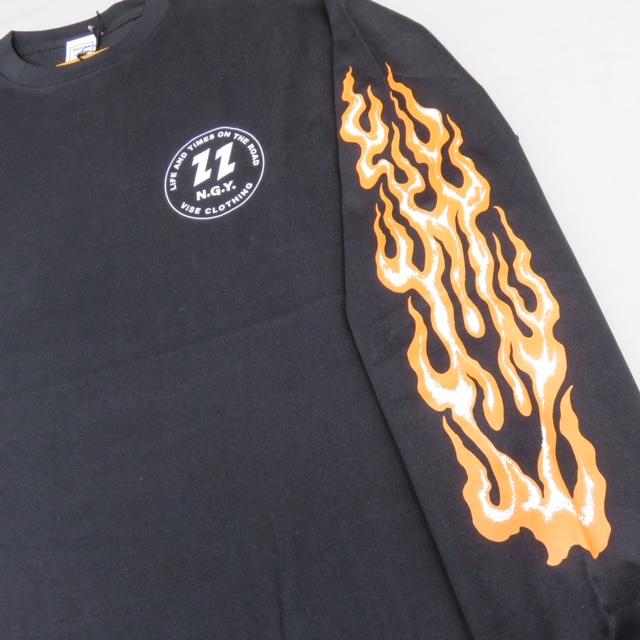 XLサイズ Red Tail レッドテイル V22-F 長袖 Tシャツ 黒色  ロンT ファイヤー柄 |  | 03