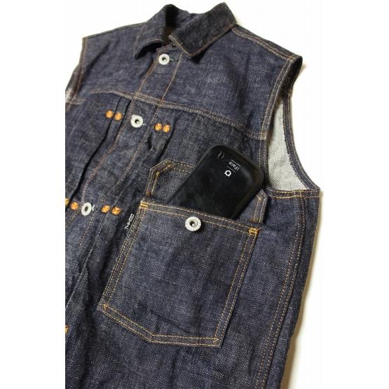 Mサイズ Red Tail レッドテイル デニムベスト Cross Denim Vest 4th インディゴ VISE｜flashcadillackustom｜07