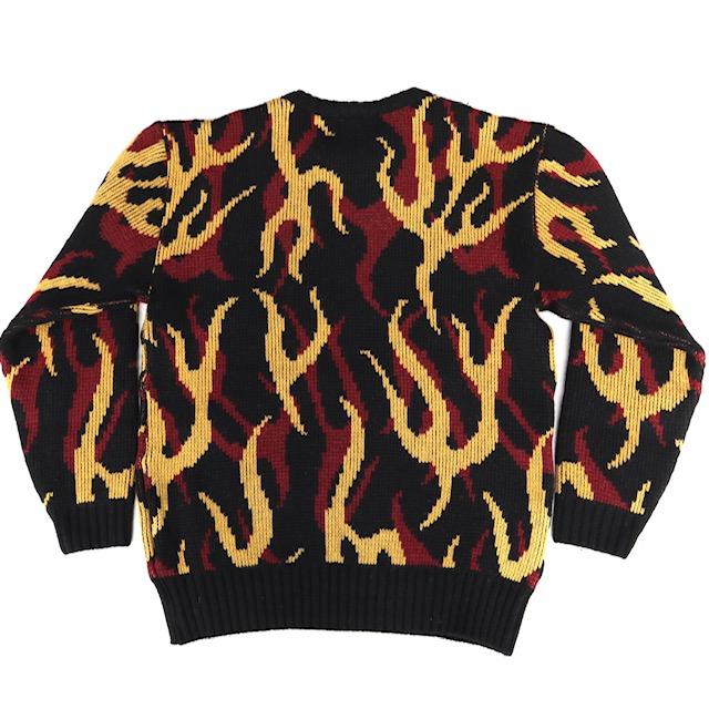 WEIRDO ウィアード ジャガードセーター PSYCHO FLAMES SWEATER Black 