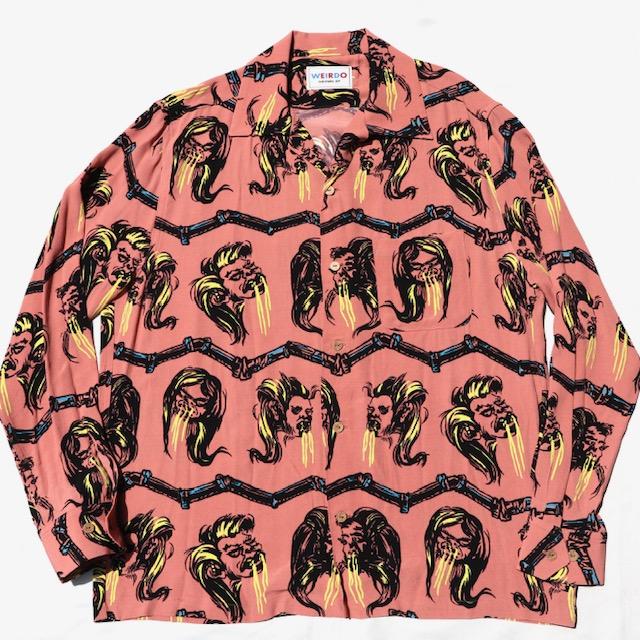 WEIRDO ウィアード 長袖シャツ VOODOO HEAD L/S SHIRTS PINK 
