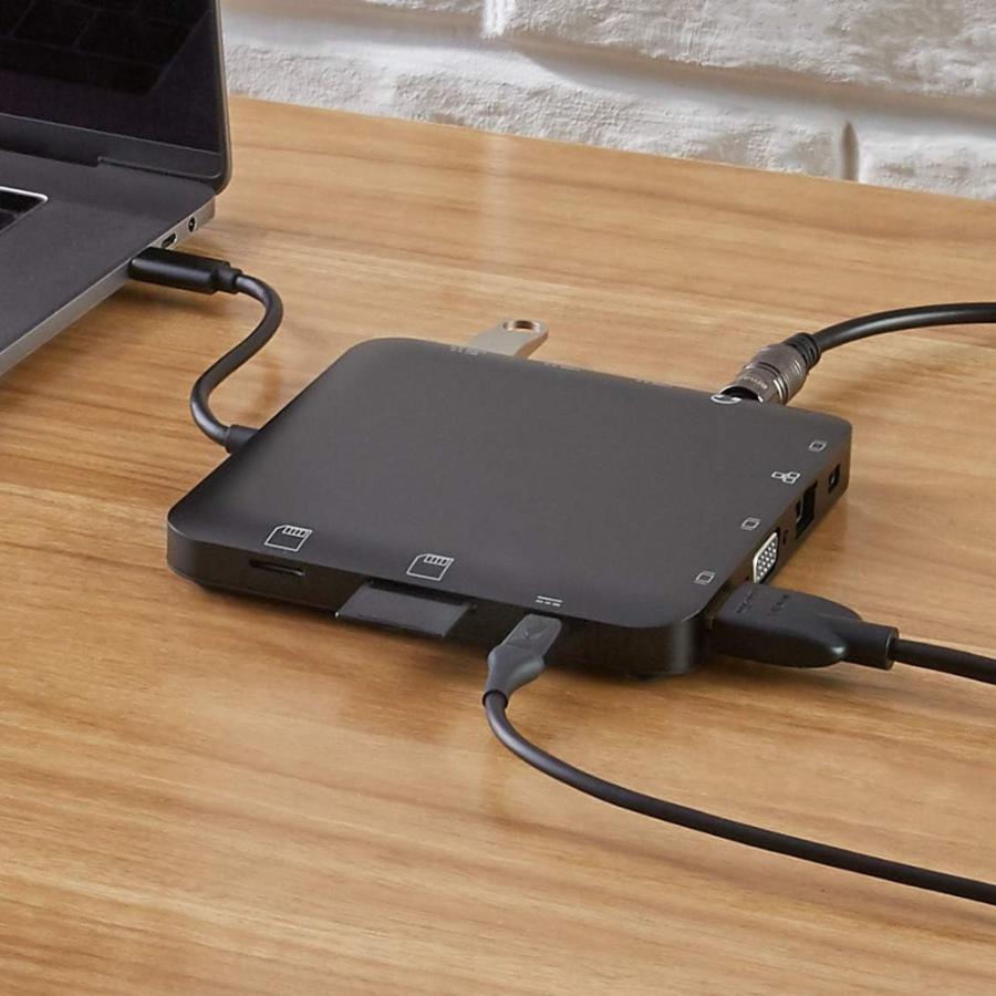 USB Type-Cドッキング ハブ スクエア 黒 Amazon Basics USB3.1-C - USB3.1-A 3ポート Mini DisplayPort HDMI VGA LAN等 アルミ製 ブラック B081TD8487 ◆宅 | amazon | 03