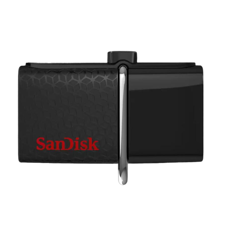 128GB USBメモリ USB3.1 Gen1 USB-A micro 両コネクタ搭載 SanDisk サンディスク Ultra Dual R:150MB s スライド ブラック 海外リテール SDDD2-128G-GAM46 ◆メ