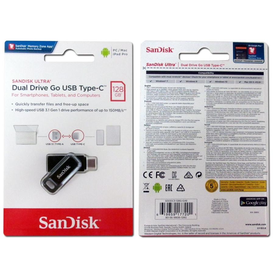 128GB USBメモリ USB3.1 Gen1-A/Type-C 両コネクタ搭載 SanDisk サンディスク Ultra Dual Drive  Go R:150MB/s 回転式 海外リテール SDDDC3-128G-G46 ◇メ :0619659177201:風見鶏 - 通販 -  Yahoo!ショッピング