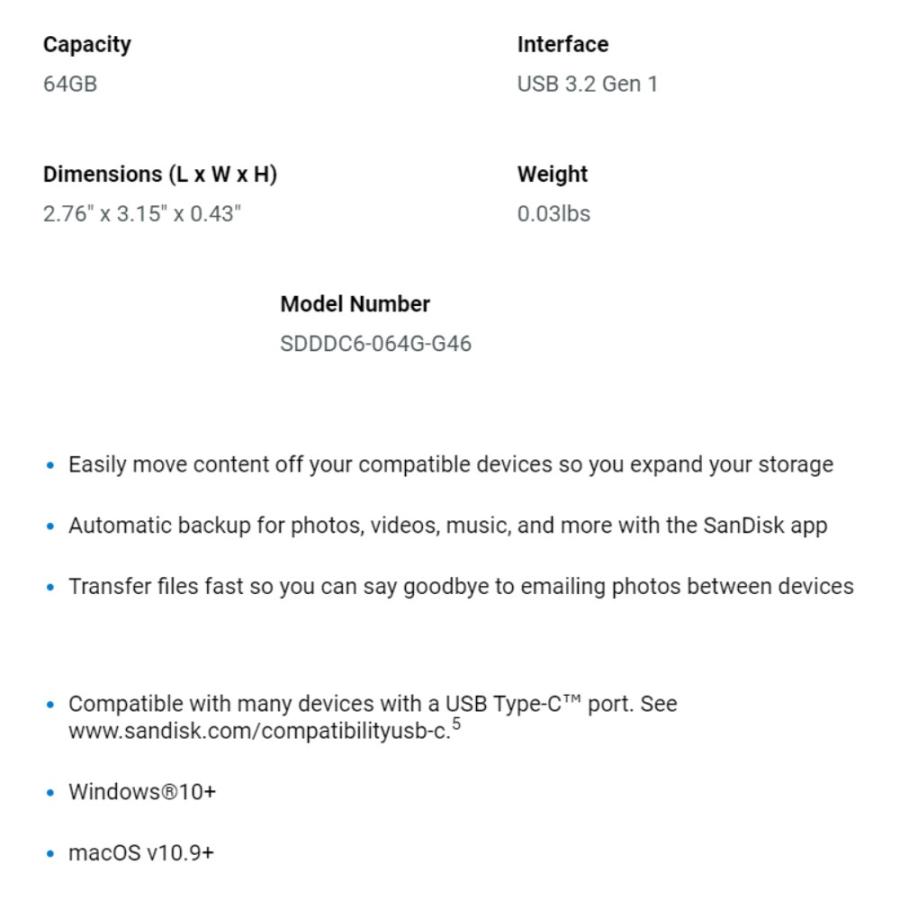 USBメモリ 64GB USB3.1 Gen1-A/Type-C 両コネクタ搭載 SanDisk Phone Drive for Android R:100MB/s 回転式 ブラック 海外リテール SDDDC6-064G-G46 ◆メ | SanDisk | 02
