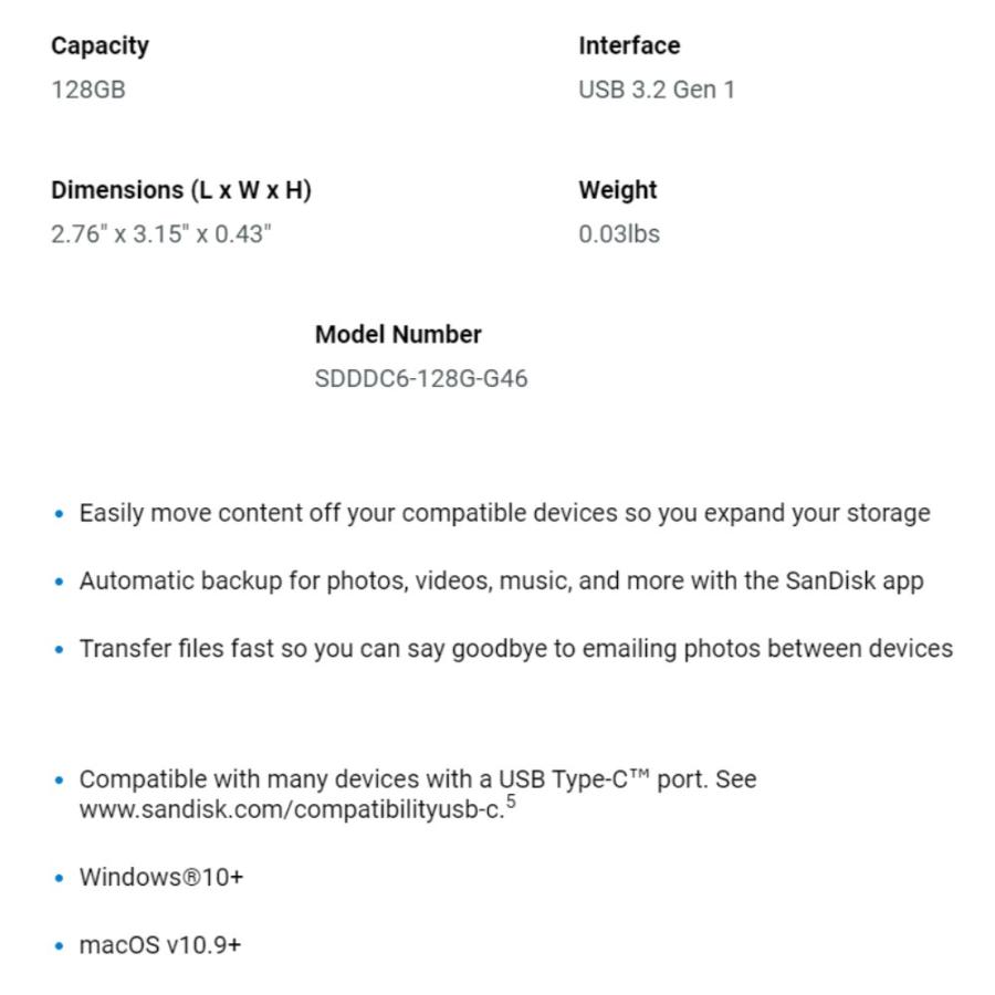 USBメモリ 128GB USB3.1 Gen1-A/Type-C 両コネクタ搭載 SanDisk Phone Drive for Android R:100MB/s 回転式 ブラック 海外リテール SDDDC6-128G-G46 ◆メ | SanDisk | 02
