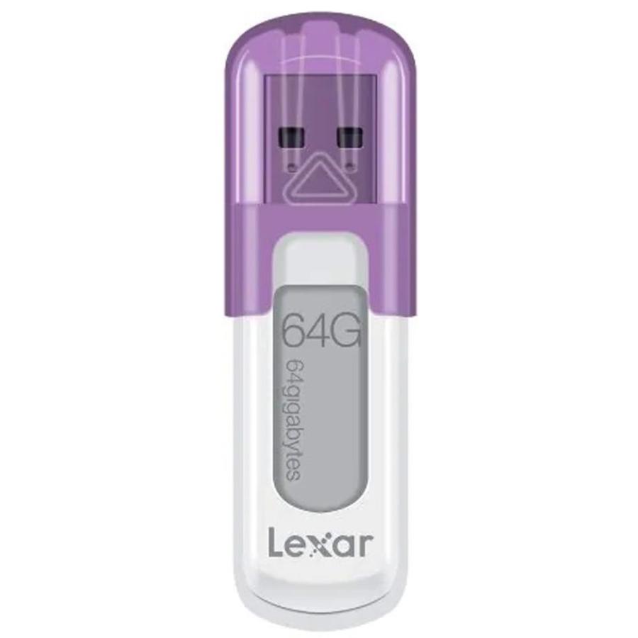 64GB USBメモリ USB2.0 LEXAR レキサー JumpDrive V10 キャップ式 ホワイト/パープル 海外リテール LJDV10-64GABEU ◆メ | 