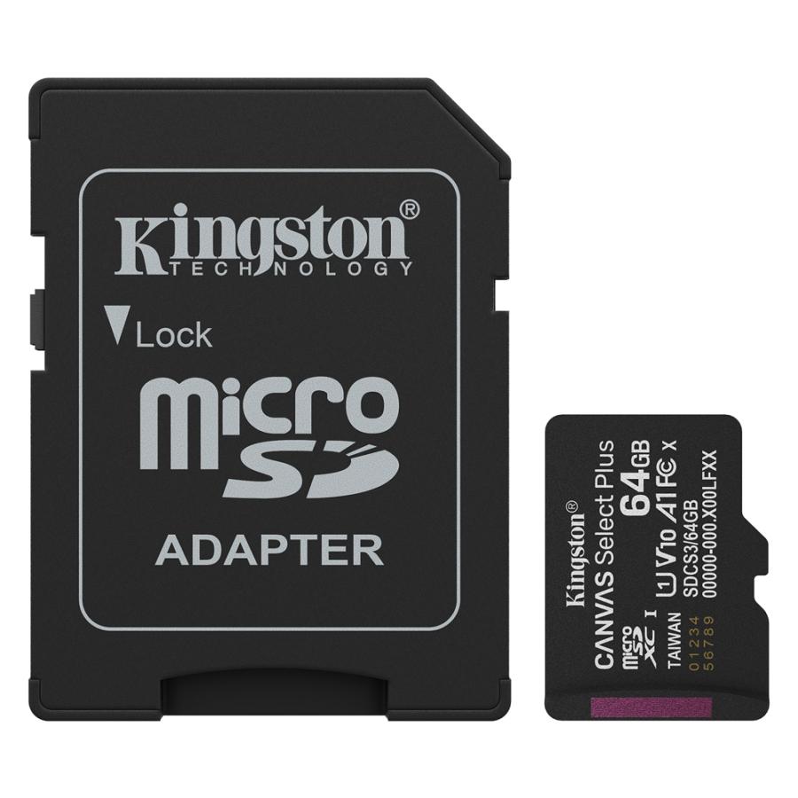 microSDXC 64GB R:100MB/s Kingston キングストン Canvas Select Plus Class10 UHS-1 U1 V10 A1 SDアダプタ付 海外リテール SDCS3/64GB ◆メ | Canvas Select Plus