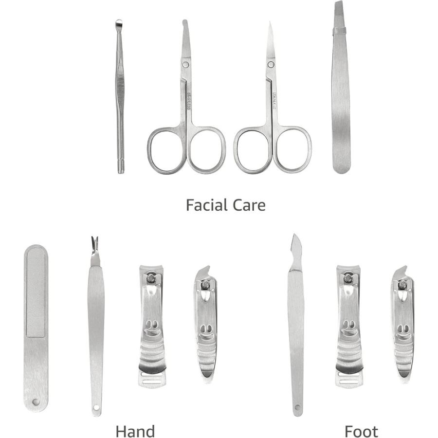 爪切りセット 9点セット マニュキュア ペディキュア用 Amazonベーシック 自宅用 旅行用 ステンレス鋼 収納ケース付 シルバー仕上げ ピンク B08KTR26DR ◆宅 |  | 02