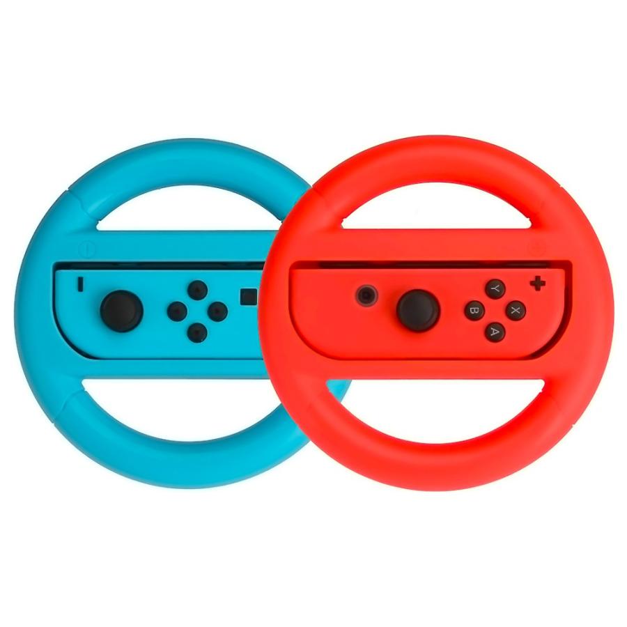 Switch用ステアリングホイール 赤青2色セット Amazonベーシック マリオカート ドライブゲーム スイッチ Joy-Con対応 2本入(レッド/ブルー) B071J4RGZB ◆宅 | 