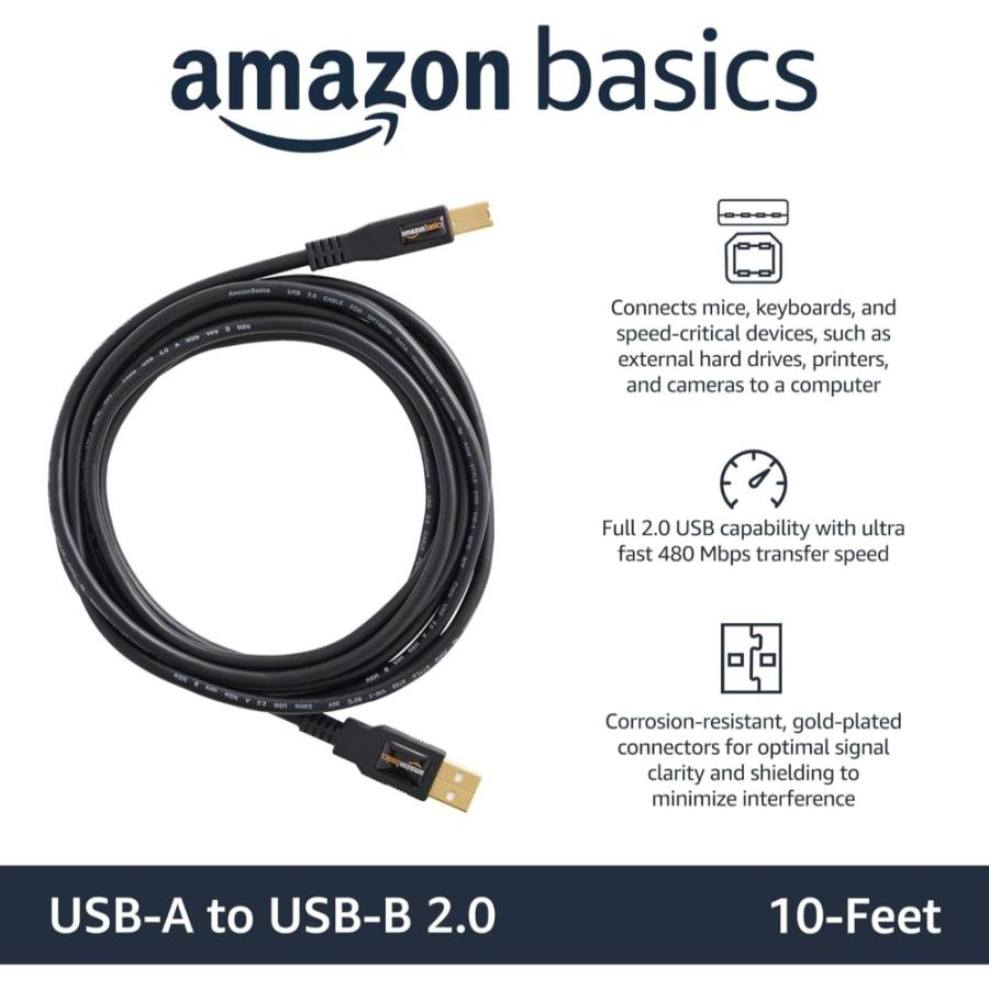 USBケーブル Aオス-Bオス 3m 黒 24点セット Amazon Basics Amazonベーシック PC-周辺機器接続用 プリンターケーブル 3m ブラック 24本入 B071YNFQ48 ◆宅 | amazon | 02
