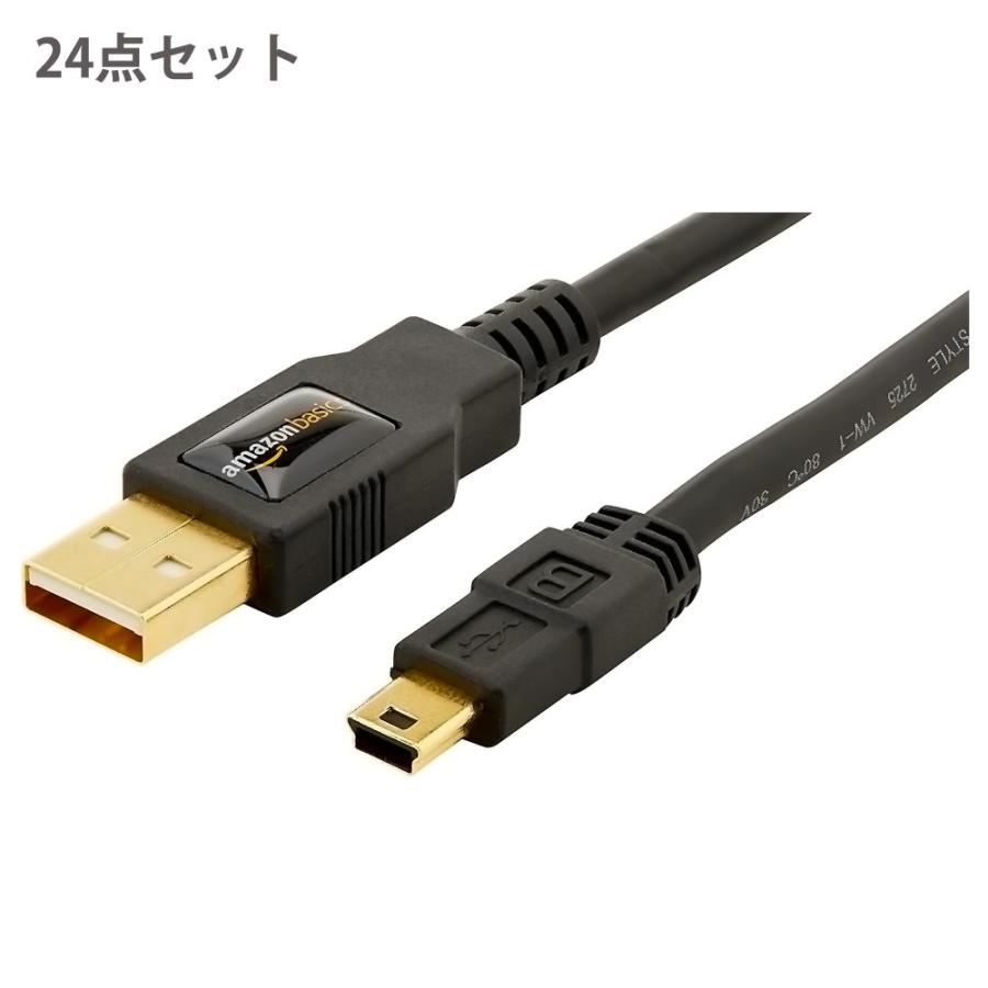 miniUSBケーブル Aオス-miniB 0.9m 黒 24点セット Amazon Basics Amazonベーシック USB2.0 AオスからMini-Bケーブル 長さ91cm ブラック 24本入 B0718XZKWH ◆宅 | amazon