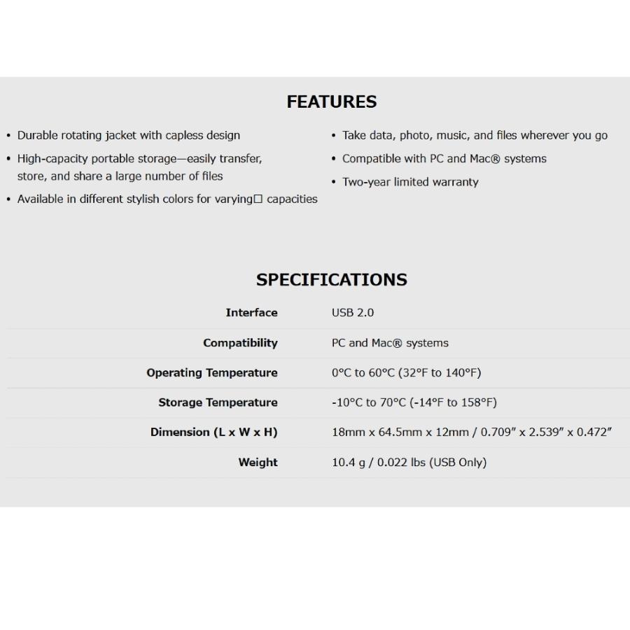 128GB USBメモリ USB2.0 Lexar レキサー JumpDrive TwistTurn2 回転式 キャップレス ブラック/ホワイト 海外リテール LJDTT2-128ABBK ◆メ |  | 03