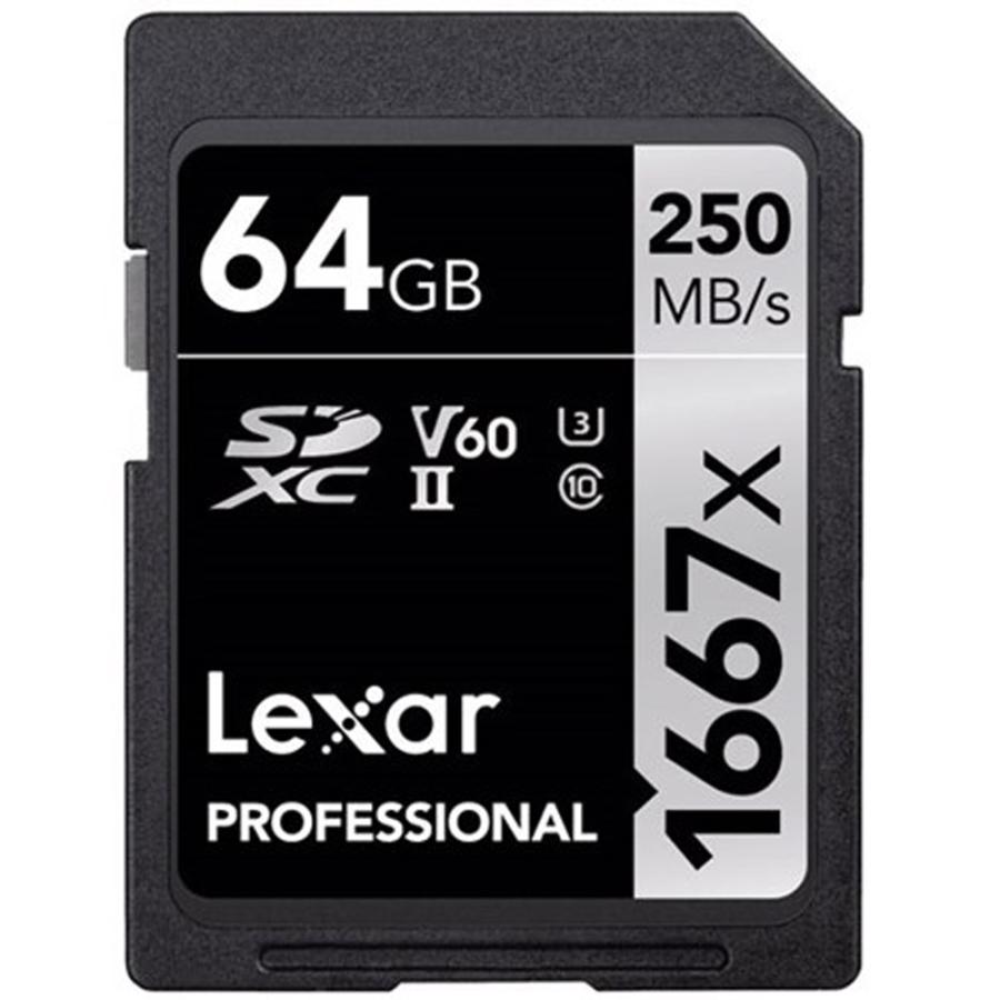 SDカード 64GB UHS-II SDXC Lexar レキサー Professional 1667x Class10 UHS-II U3 V60 R:250MB/s W:120MB/s 海外リテール LSD64GCB1667 ◆メ | Lexar