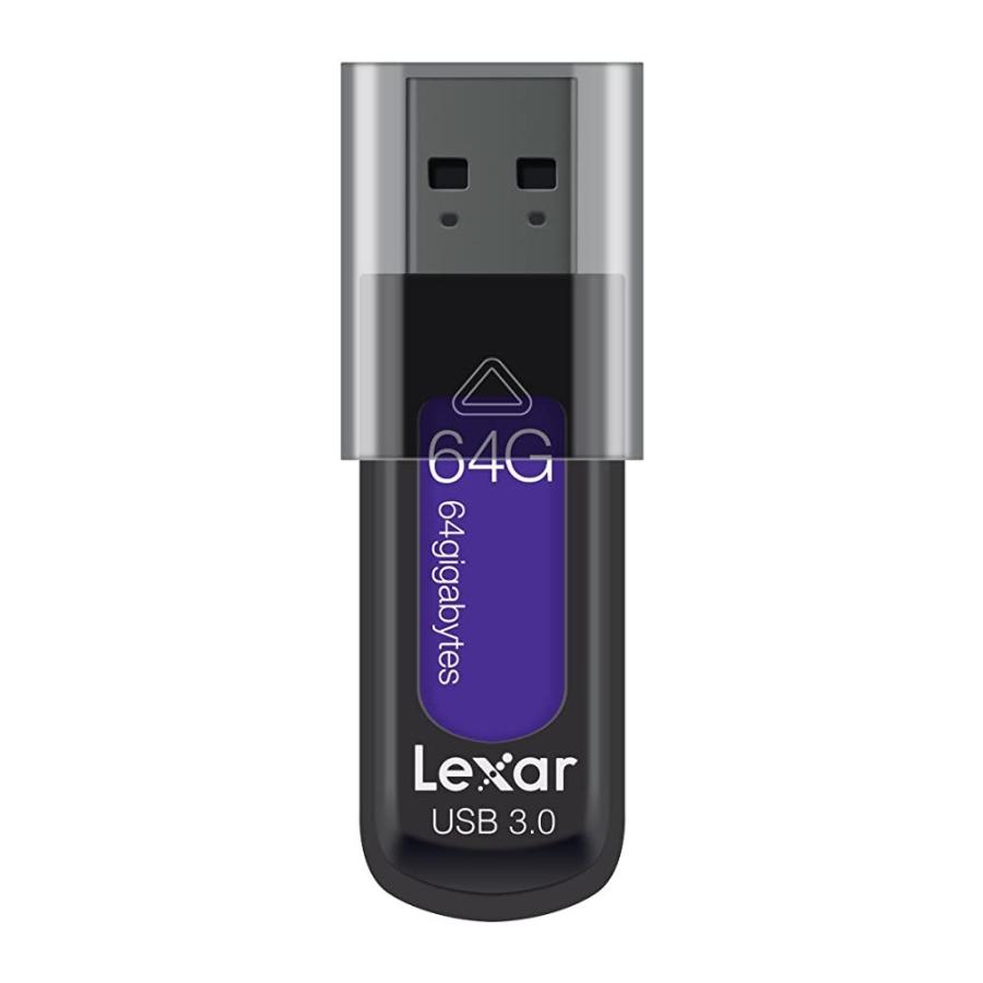 64GB USBメモリ USB3.0 Lexar レキサー JumpDrive S57 スライドカバー式 W:60MB s 海外リテール R:150MB メ 爆安プライス LJDS57-64GABPLNA パープル 格安SALEスタート ブラック