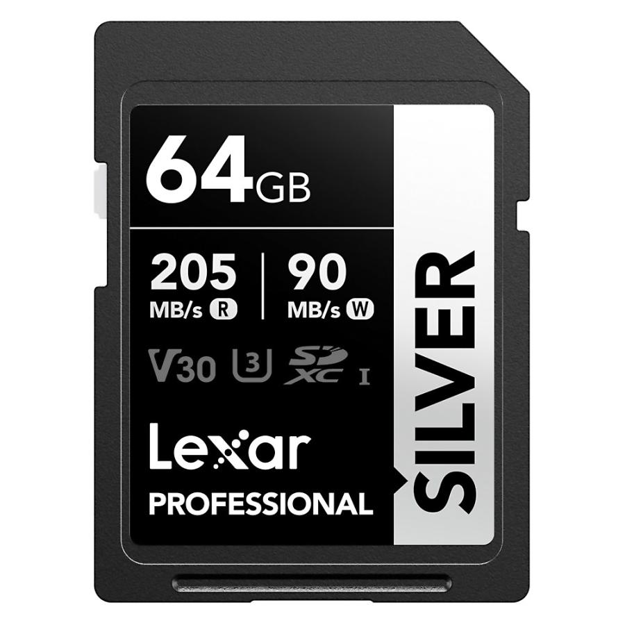 SDカード 64GB SDXC Lexar レキサー Professional SILVER Class10 UHS-I U3 V30 R:205MB/s W:90MB/s 海外リテール LSDSILV064G-BNNNG ◆メ | Lexar