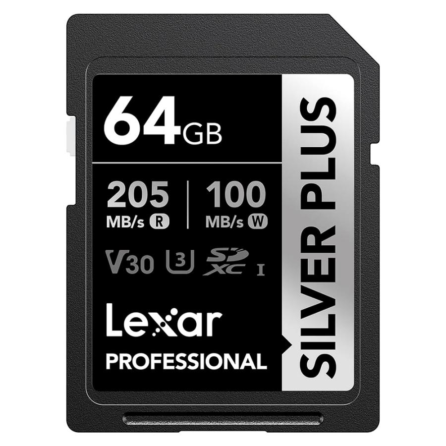SDカード 64GB SDXC Lexar レキサー Professional SILVER PLUS Class10 UHS-I U3 V30 R:205MB/s W:100MB/s 海外リテール LSDSIPL064G-RNNNC ◆メ | Lexar