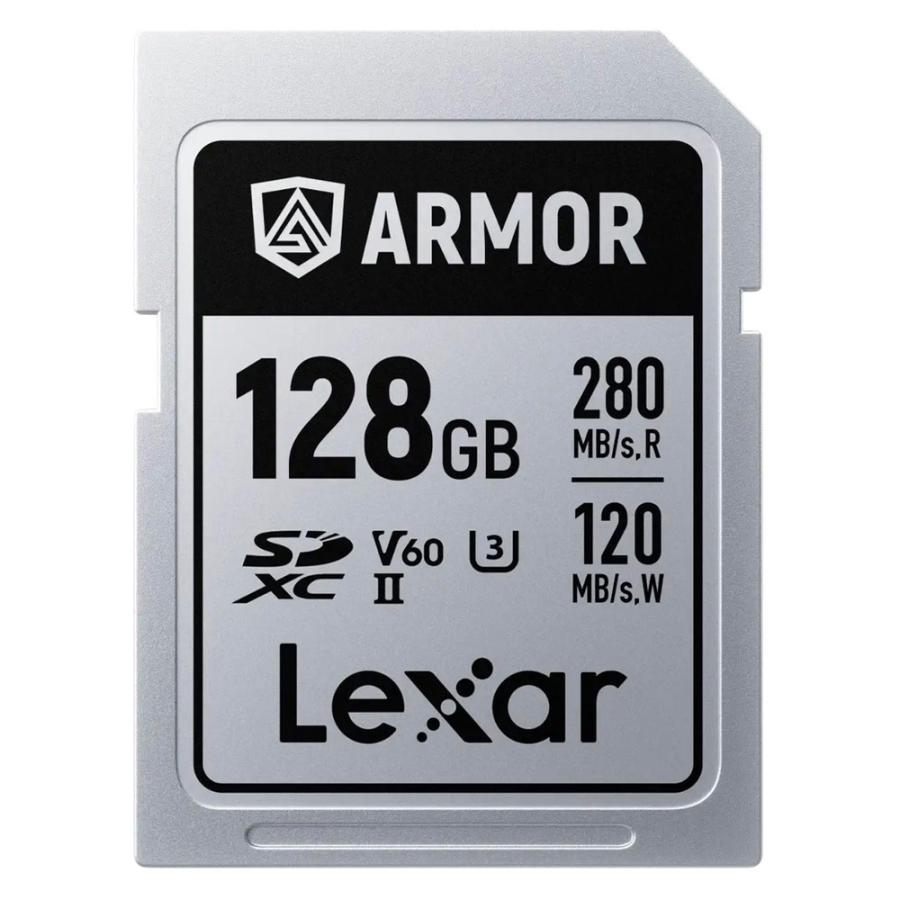 SDカード 128GB 金属製 ARMOR SILVER PRO SDXC UHS-II Lexar レキサー UHS-II U3 V60 R:280MB/s W:120MB/s 防塵 防水 海外リテール LSDAMSP128G-RNNNC ◆メ | Lexar